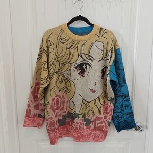 Vintage Japanese Cartoon Women Sweater. Oversize M-L